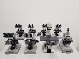 Image of Lot of 8 Kyowa Japan Microscopes - 6 x Unilux 11, 1 x SM-KE, 1 x 915001 Lab