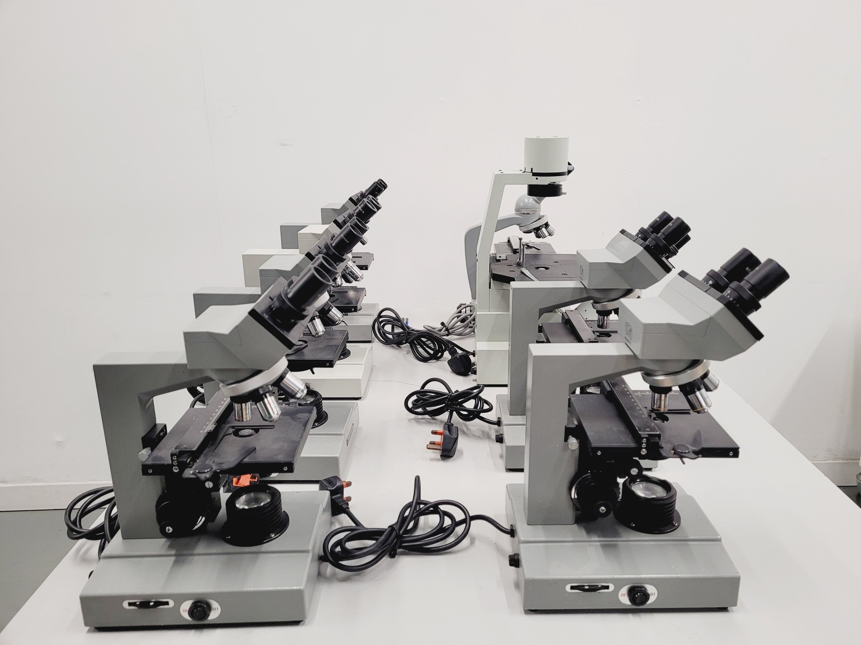 Image of Lot of 8 Kyowa Japan Microscopes - 6 x Unilux 11, 1 x SM-KE, 1 x 915001 Lab