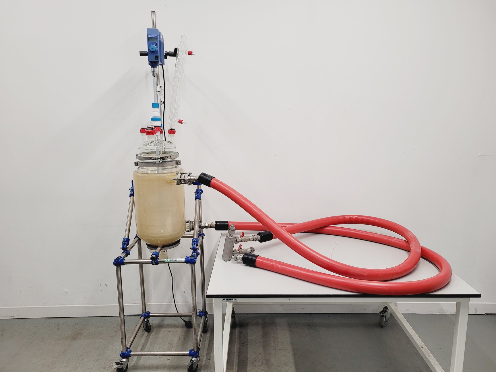 Image of Radleys 20 Litre Jacketed Reactor Vessel with IKA Stirrer, Accessories on Stand