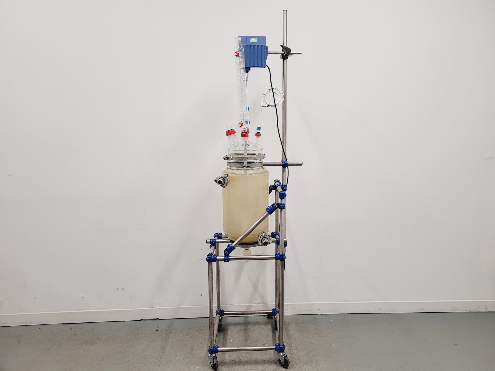 Image of Radleys 20 Litre Jacketed Reactor Vessel with IKA Stirrer, Accessories on Stand