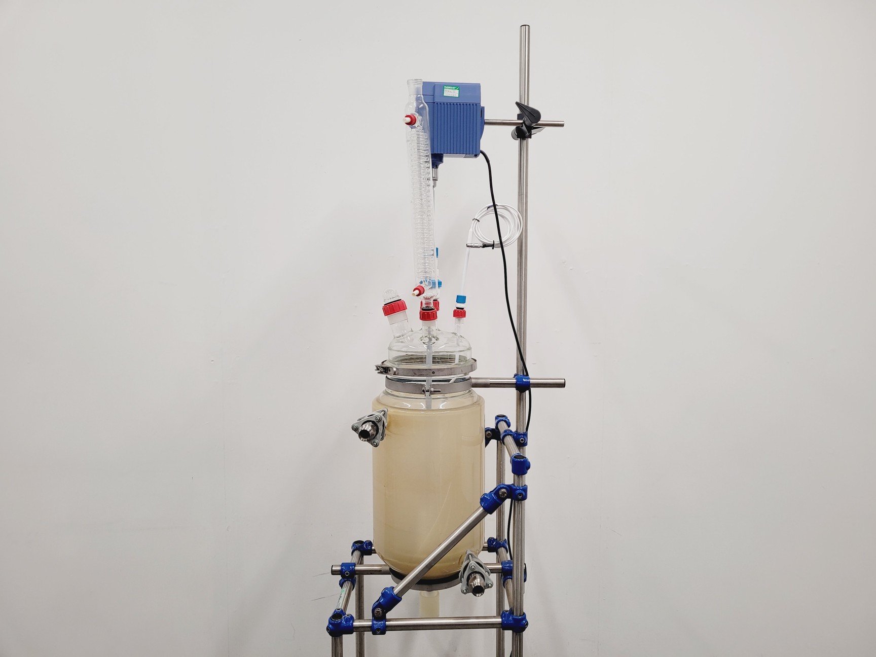 Image of Radleys 20 Litre Jacketed Reactor Vessel with IKA Stirrer, Accessories on Stand