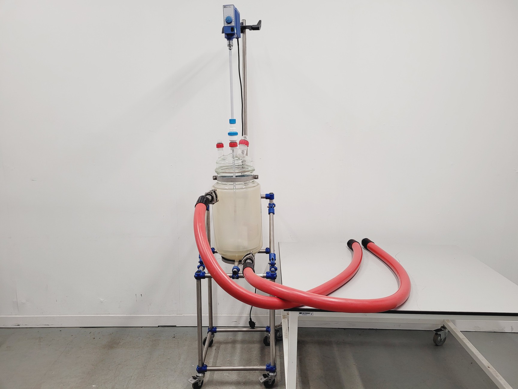 Image of Radleys 20 Litre Jacketed Reactor Vessel with IKA Stirrer, Accessories on Stand