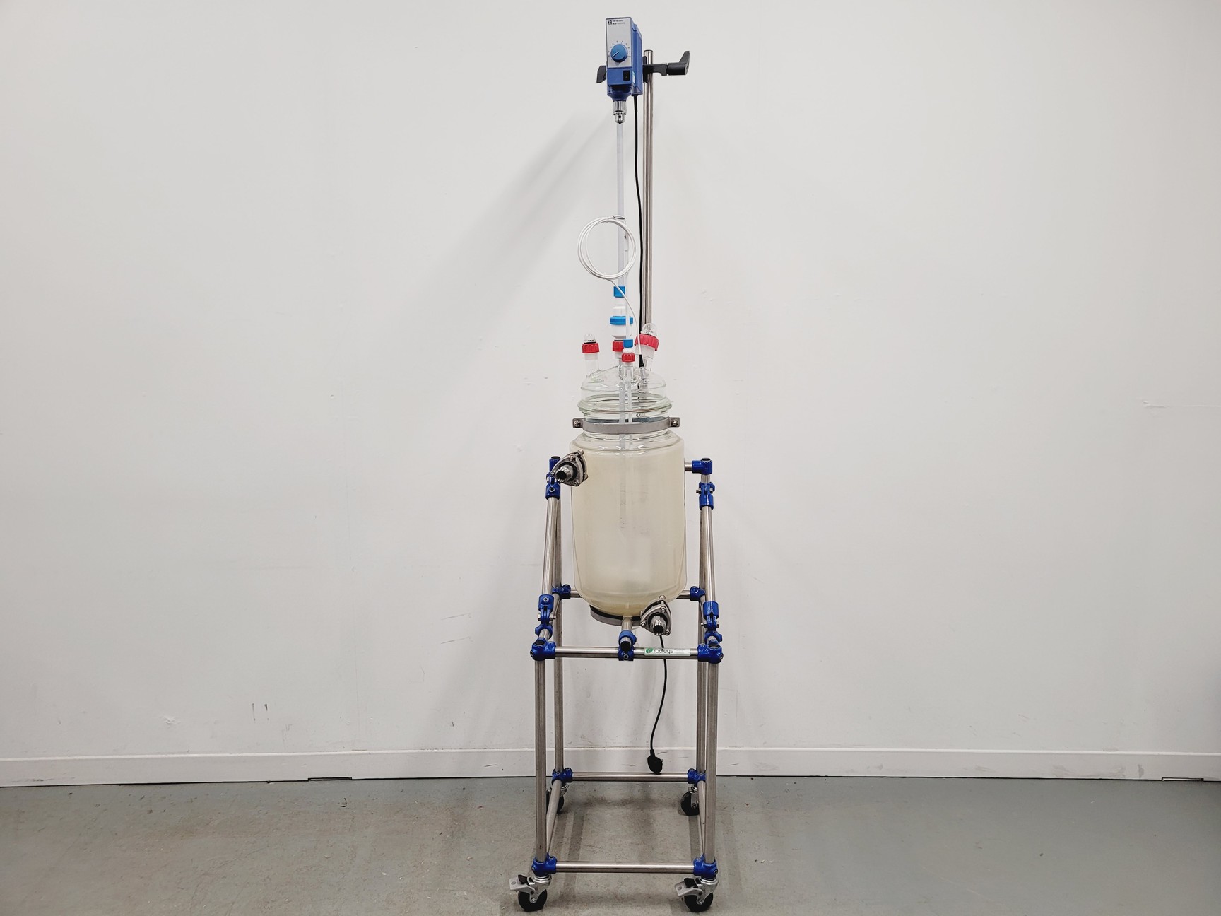 Image of Radleys 20 Litre Jacketed Reactor Vessel with IKA Stirrer, Accessories on Stand