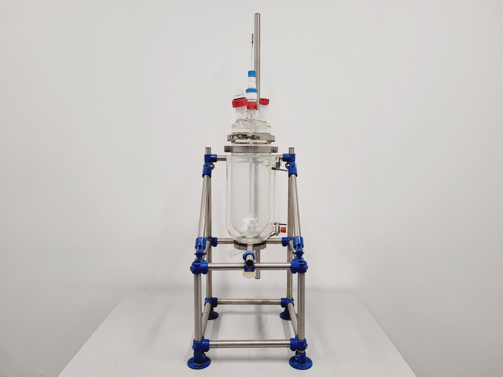 Image of Radleys 5 Litre Jacketed Reactor Vessel with IKA Stirrer, Accessories on Stand