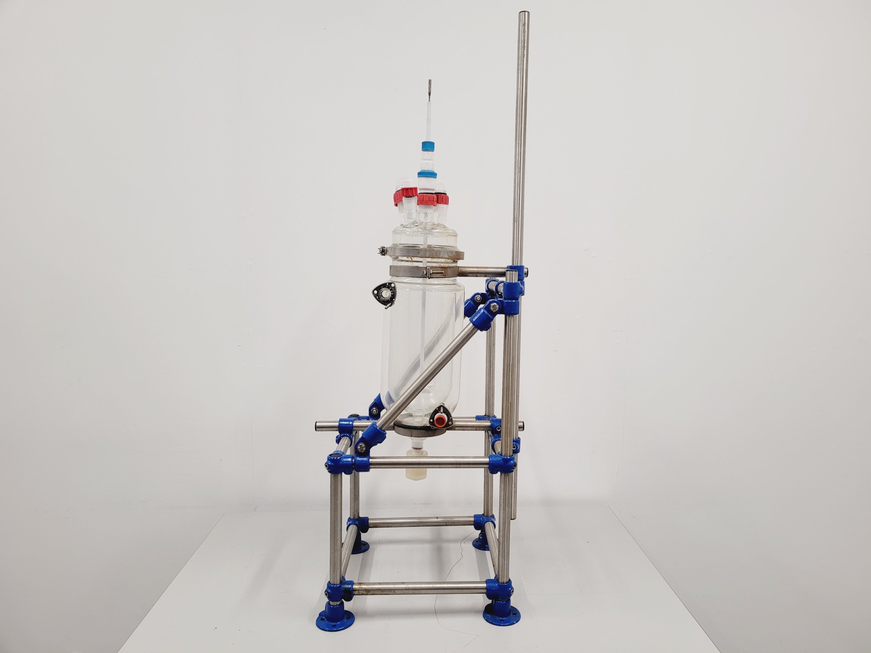 Image of Radleys 5 Litre Jacketed Reactor Vessel with IKA Stirrer, Accessories on Stand