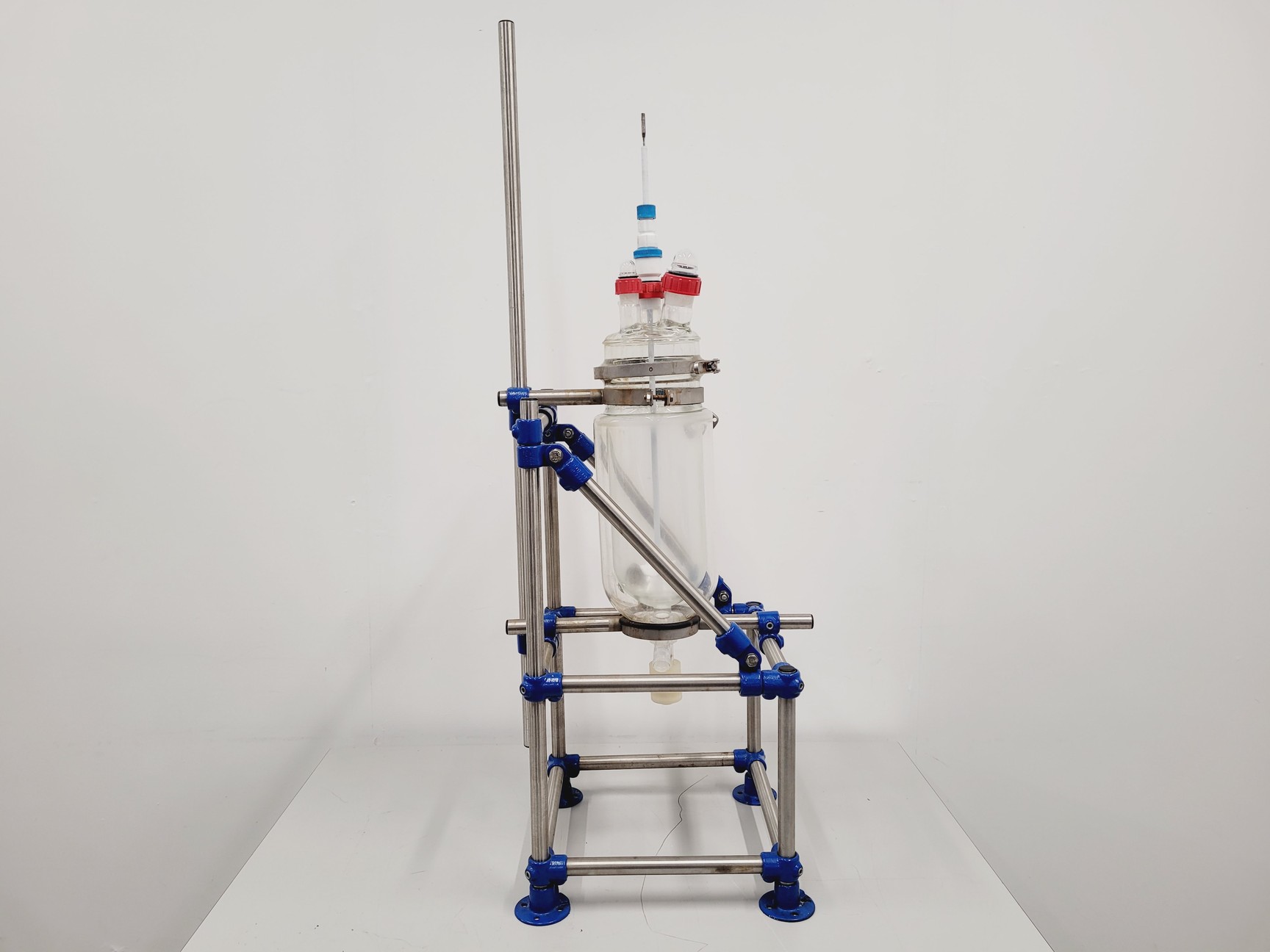 Image of Radleys 5 Litre Jacketed Reactor Vessel with IKA Stirrer, Accessories on Stand