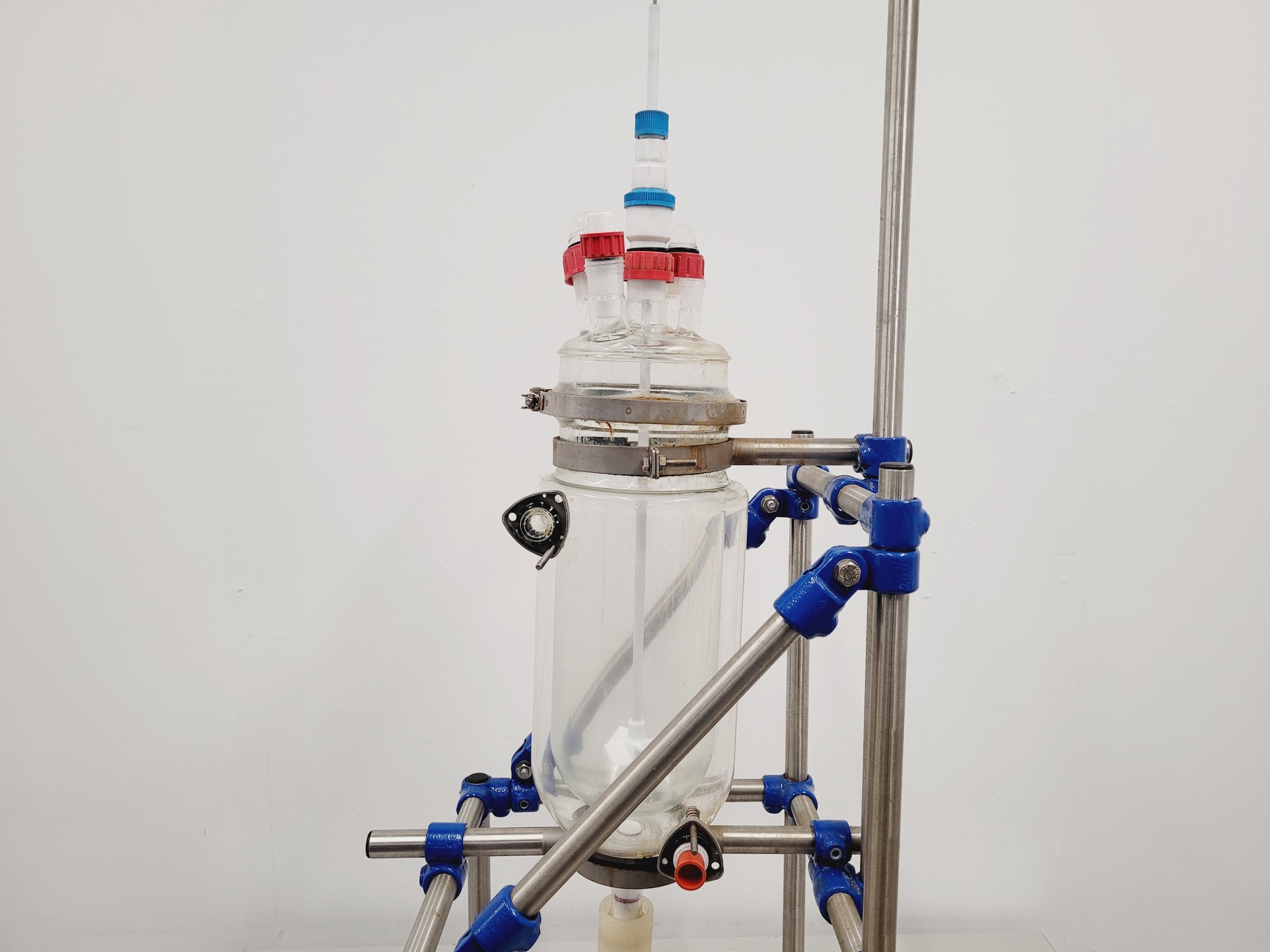 Image of Radleys 5 Litre Jacketed Reactor Vessel with IKA Stirrer, Accessories on Stand