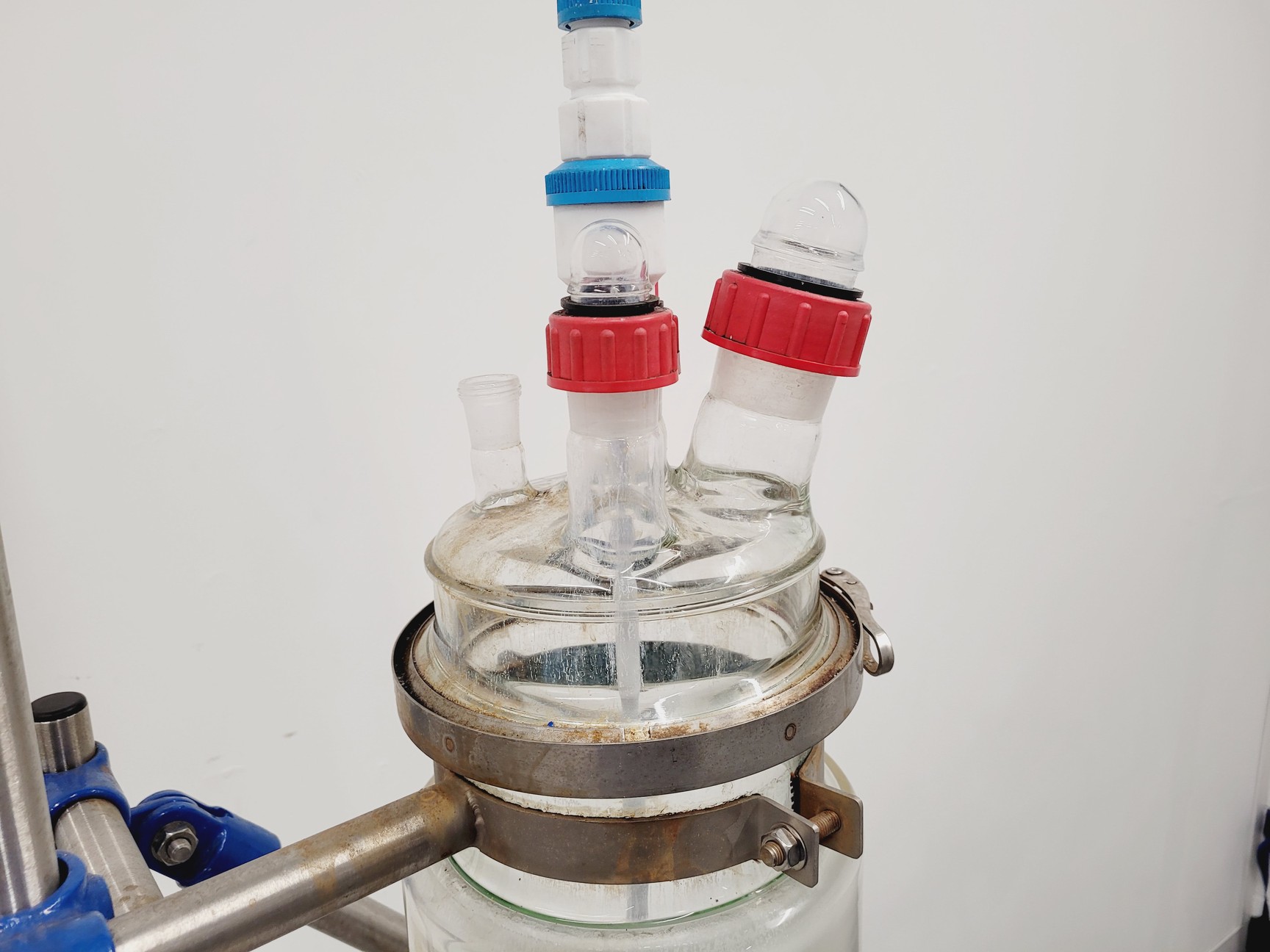 Image of Radleys 5 Litre Jacketed Reactor Vessel with IKA Stirrer, Accessories on Stand