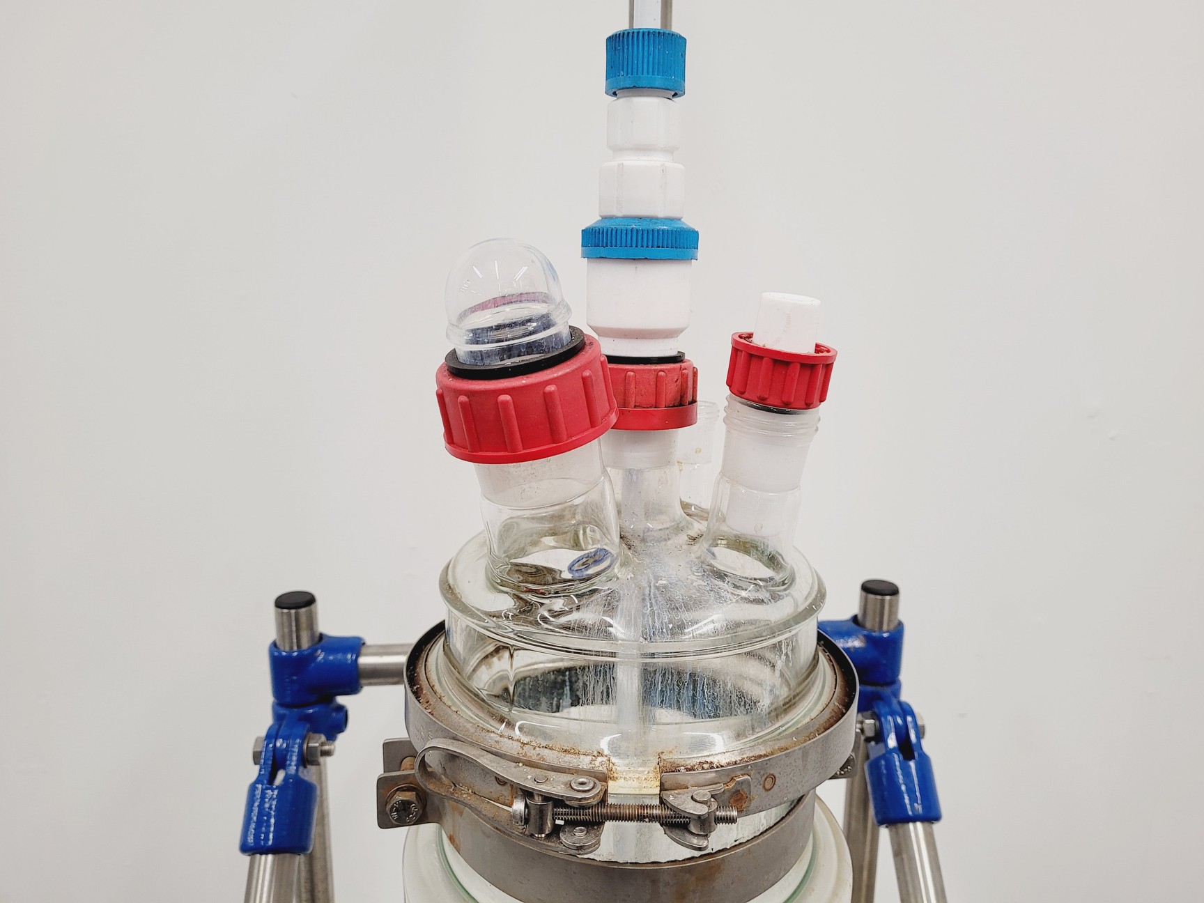 Image of Radleys 5 Litre Jacketed Reactor Vessel with IKA Stirrer, Accessories on Stand