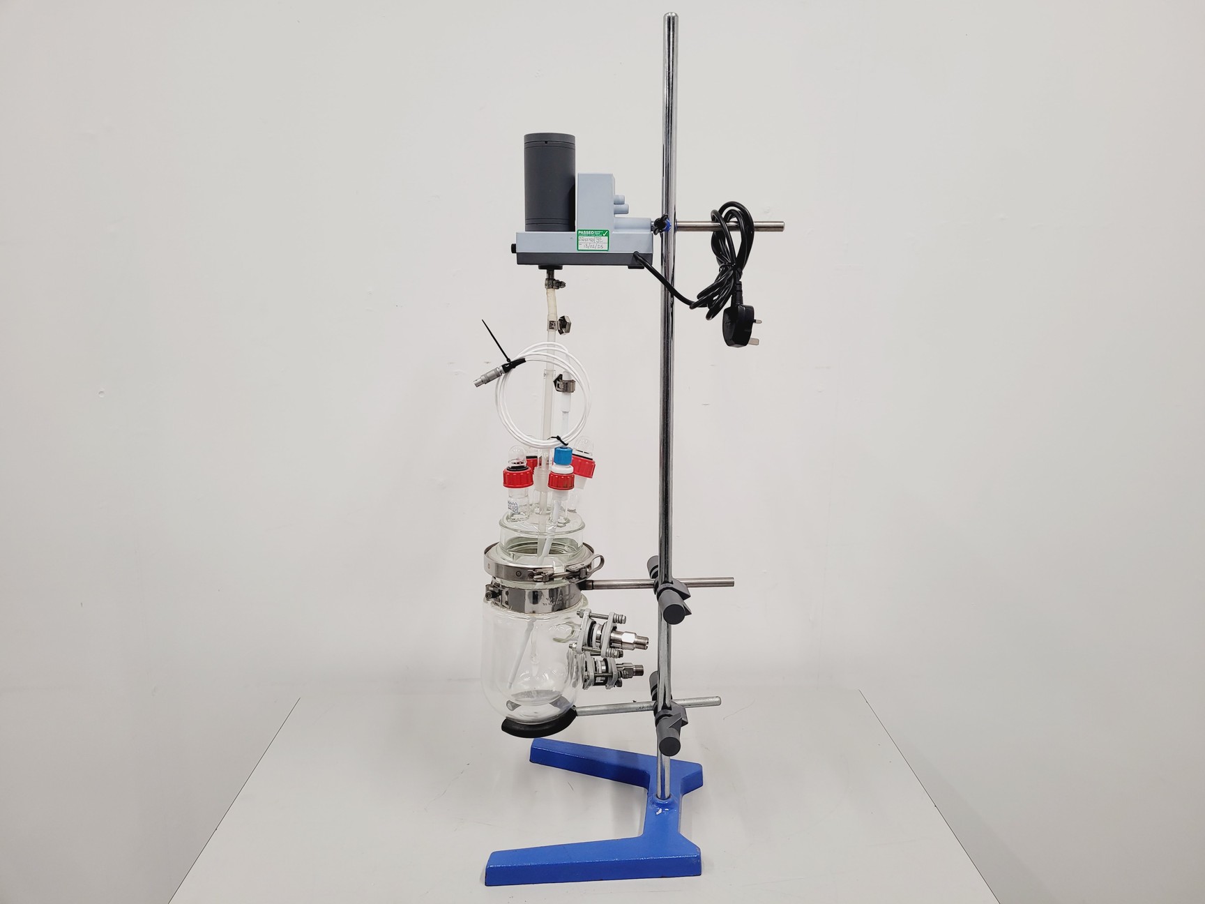 Image of Radleys 1 Litre Jacketed Reactor Vessel with VWR Stirrer, Accessories on Stand