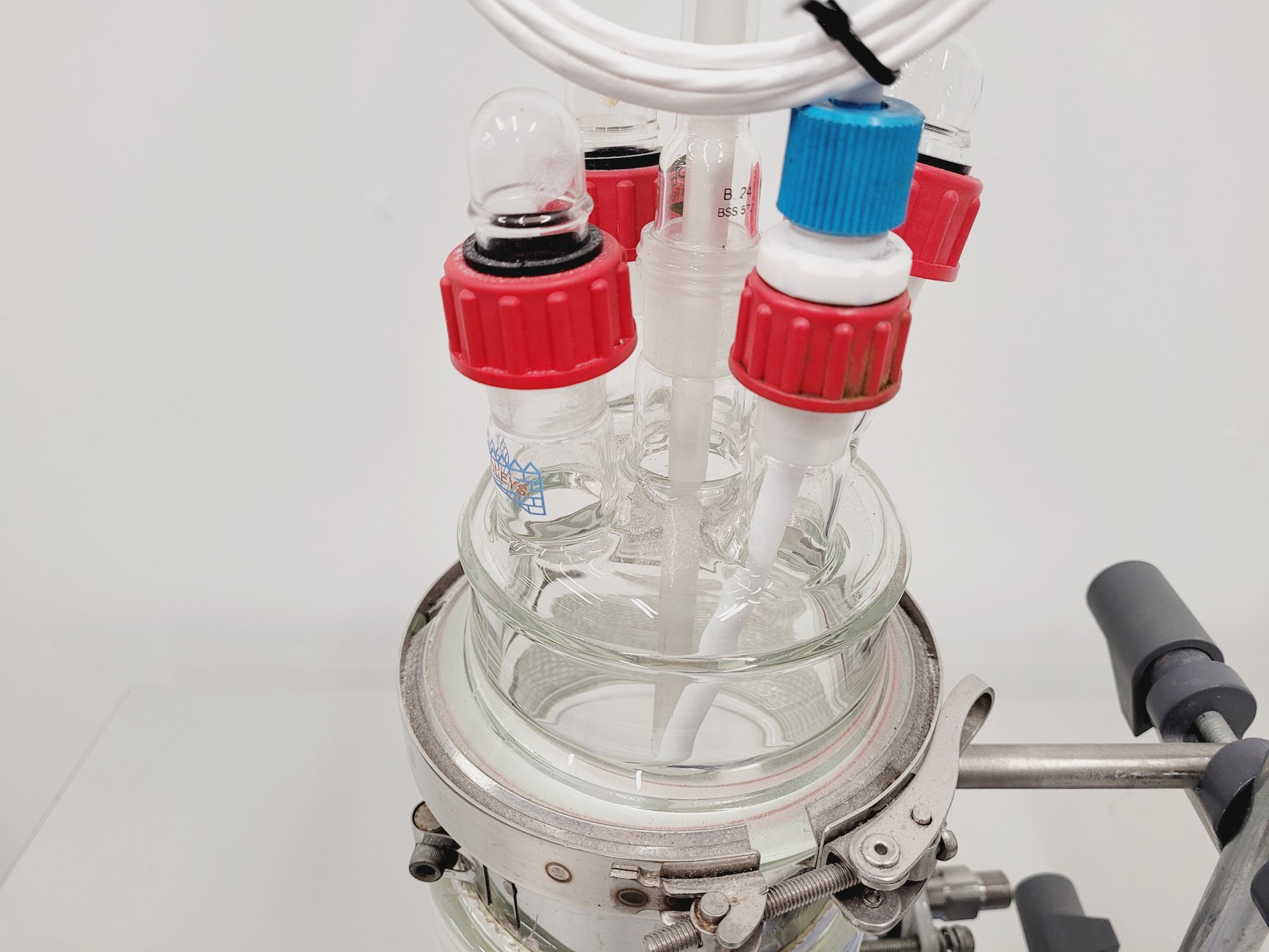 Image of Radleys 1 Litre Jacketed Reactor Vessel with VWR Stirrer, Accessories on Stand