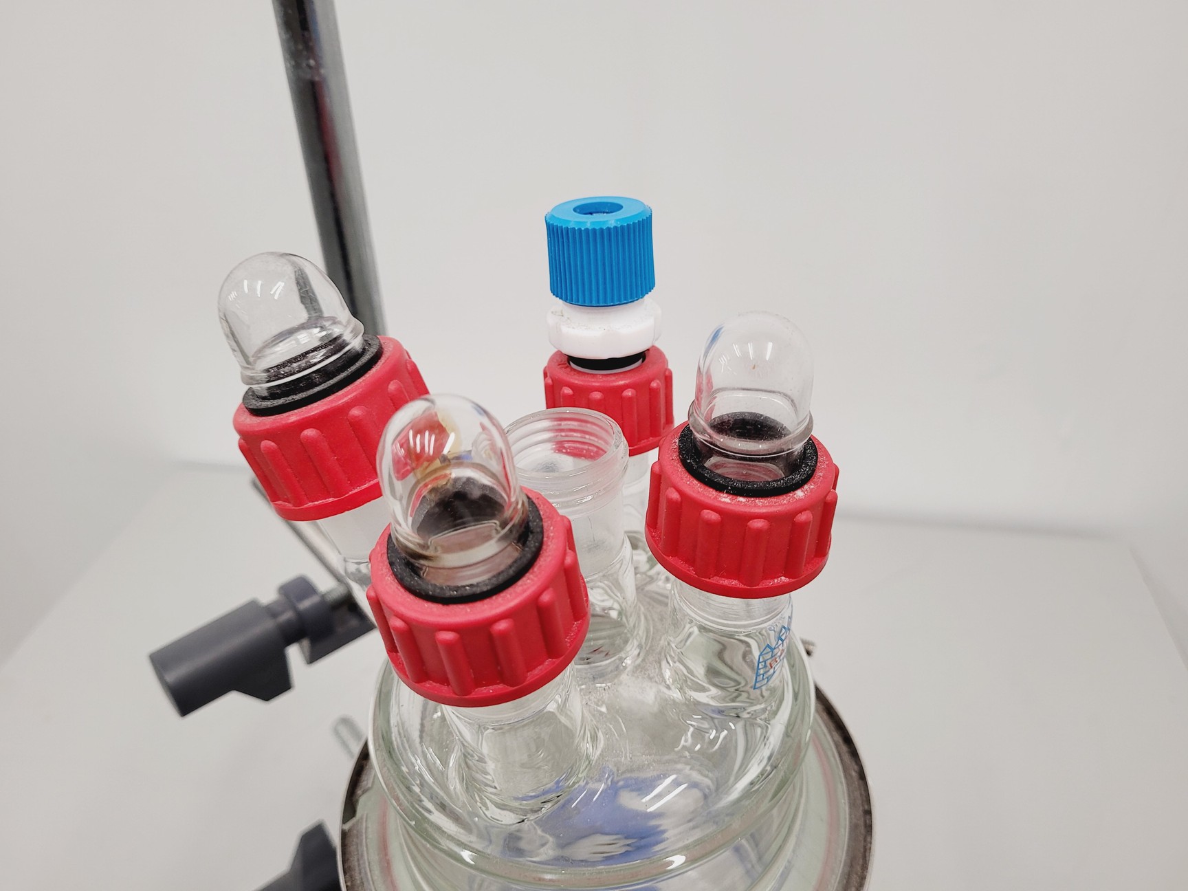 Image of Radleys 1 Litre Jacketed Reactor Vessel with VWR Stirrer, Accessories on Stand