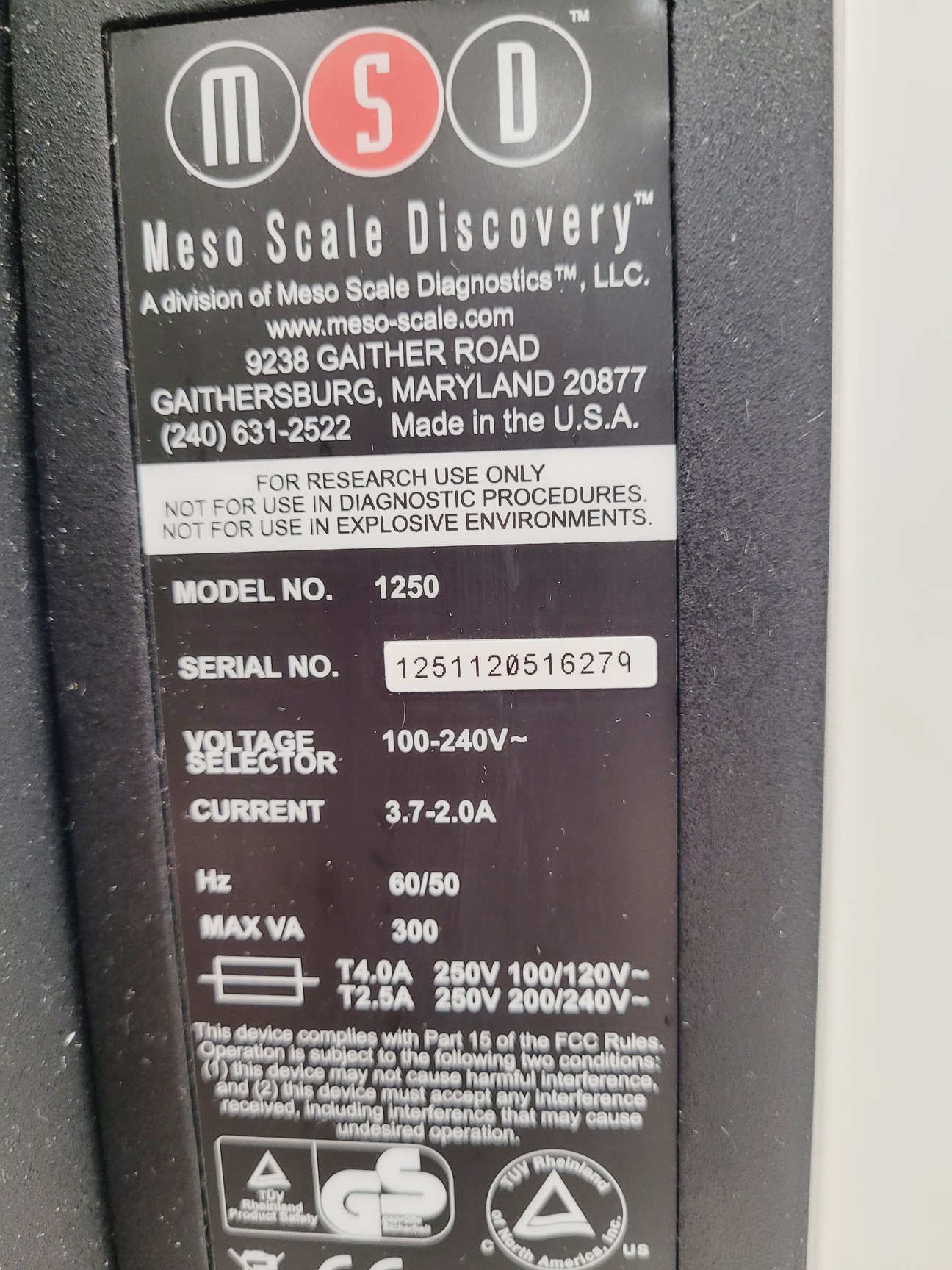 Image of Meso Scale Discovery Model 1250 Sector Imager Microplate Reader