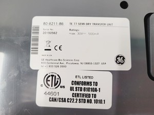 Thumbnail image of Amersham Biosciences Model TE 77 ECL Semi-Dry Transfer Unit Lab