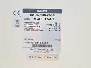 Thumbnail image of Sanyo MCO-15AC Lab Incubator Co2 Lab