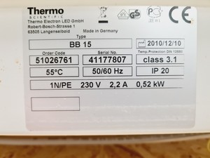 Thumbnail image of Thermo Scientific Function Line BB15 Co2 Incubator Spares/Repair Lab