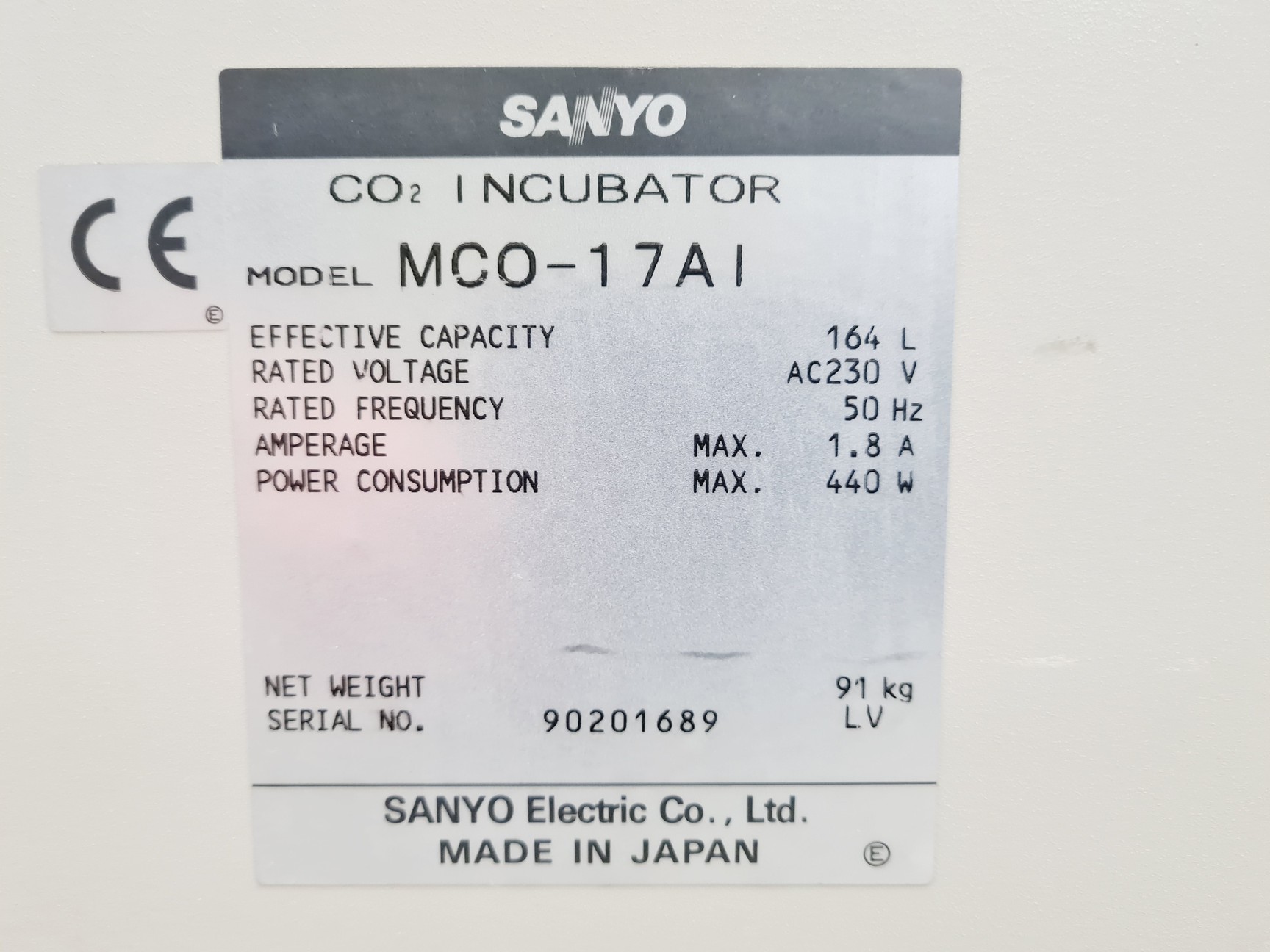Image of Sanyo MCO-17AI Co2 Incubator Spares/Repair Lab