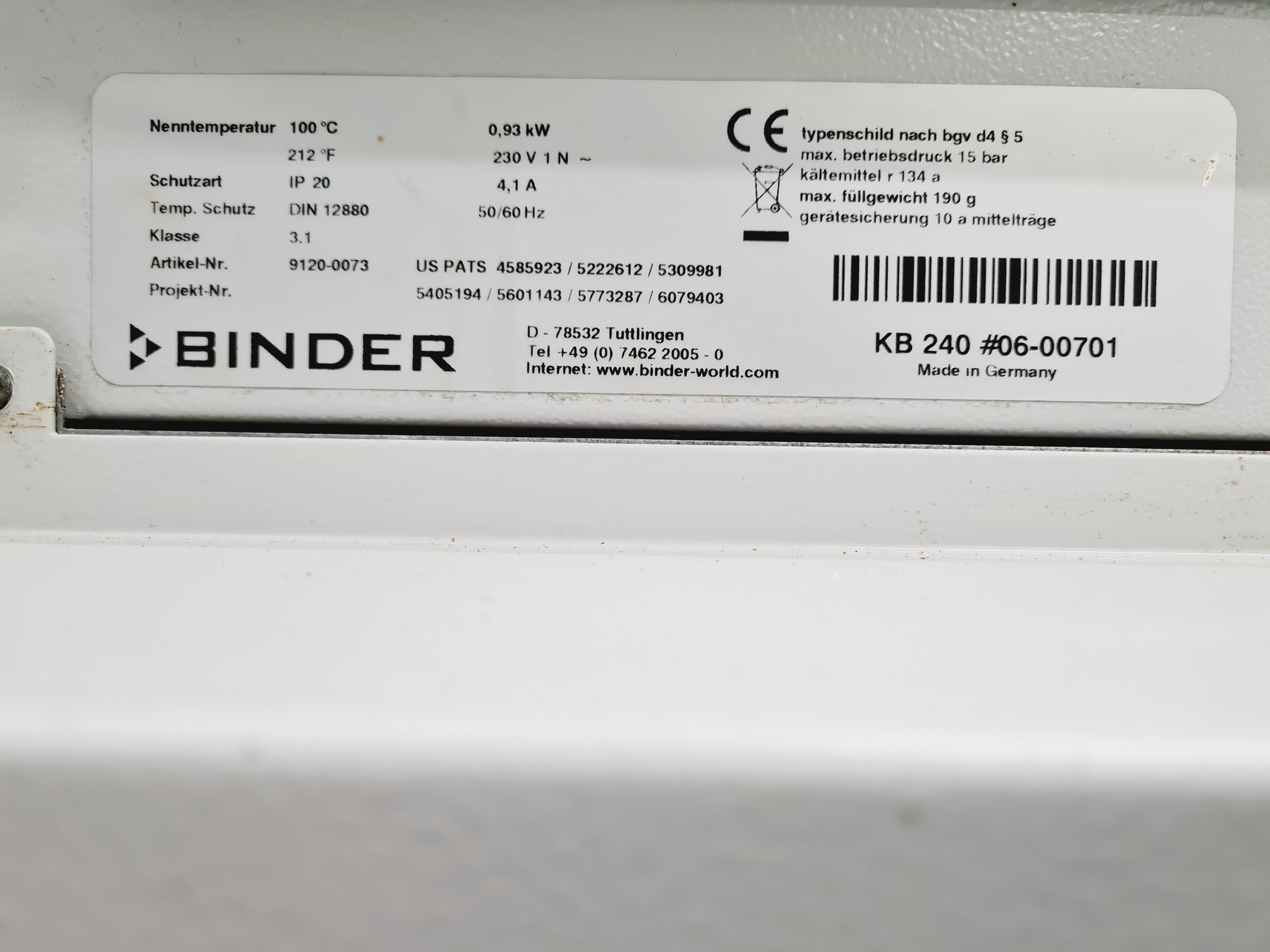 Image of Binder KB 240 Refrigerated Incubator Spares/Repair Lab