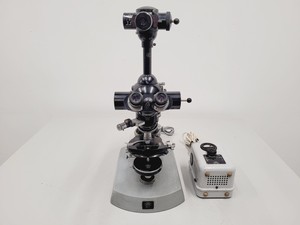 Thumbnail image of Carl Zeiss Compound Microscope w/ 39 25 33 Transformer 5 x Objectives 10/25/40x