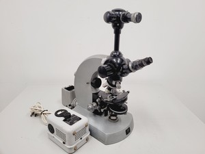 Thumbnail image of Carl Zeiss Compound Microscope w/ 39 25 33 Transformer 5 x Objectives 10/25/40x