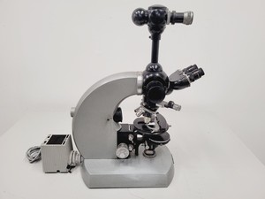 Thumbnail image of Carl Zeiss Compound Microscope w/ 39 25 33 Transformer 5 x Objectives 10/25/40x