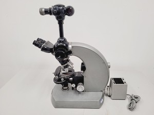 Thumbnail image of Carl Zeiss Compound Microscope w/ 39 25 33 Transformer 5 x Objectives 10/25/40x
