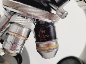 Thumbnail image of Carl Zeiss Compound Microscope w/ 39 25 33 Transformer 5 x Objectives 10/25/40x