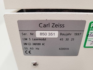 Thumbnail image of Carl Zeiss LSM 5 Laser Module with 2 Lasos LGK lasers and Controller + PSU