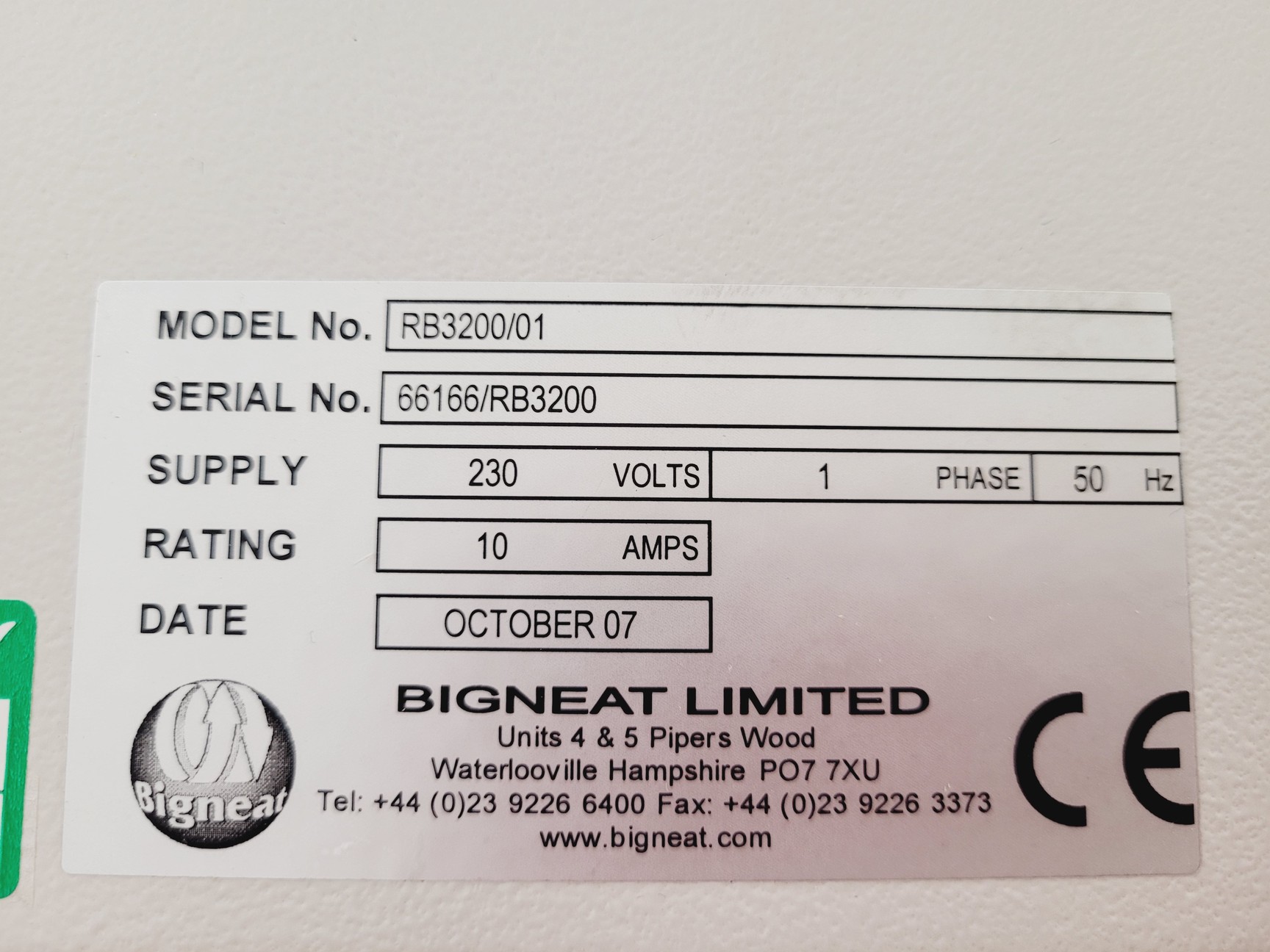 Image of Bigneat Robotics Enclosure Cabinet Class 2 RB3200/01 Lab