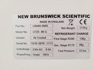 Thumbnail image of New Brunswick Innova U725-G Ultra Low Temperature Freezer - Spares/Repair Lab