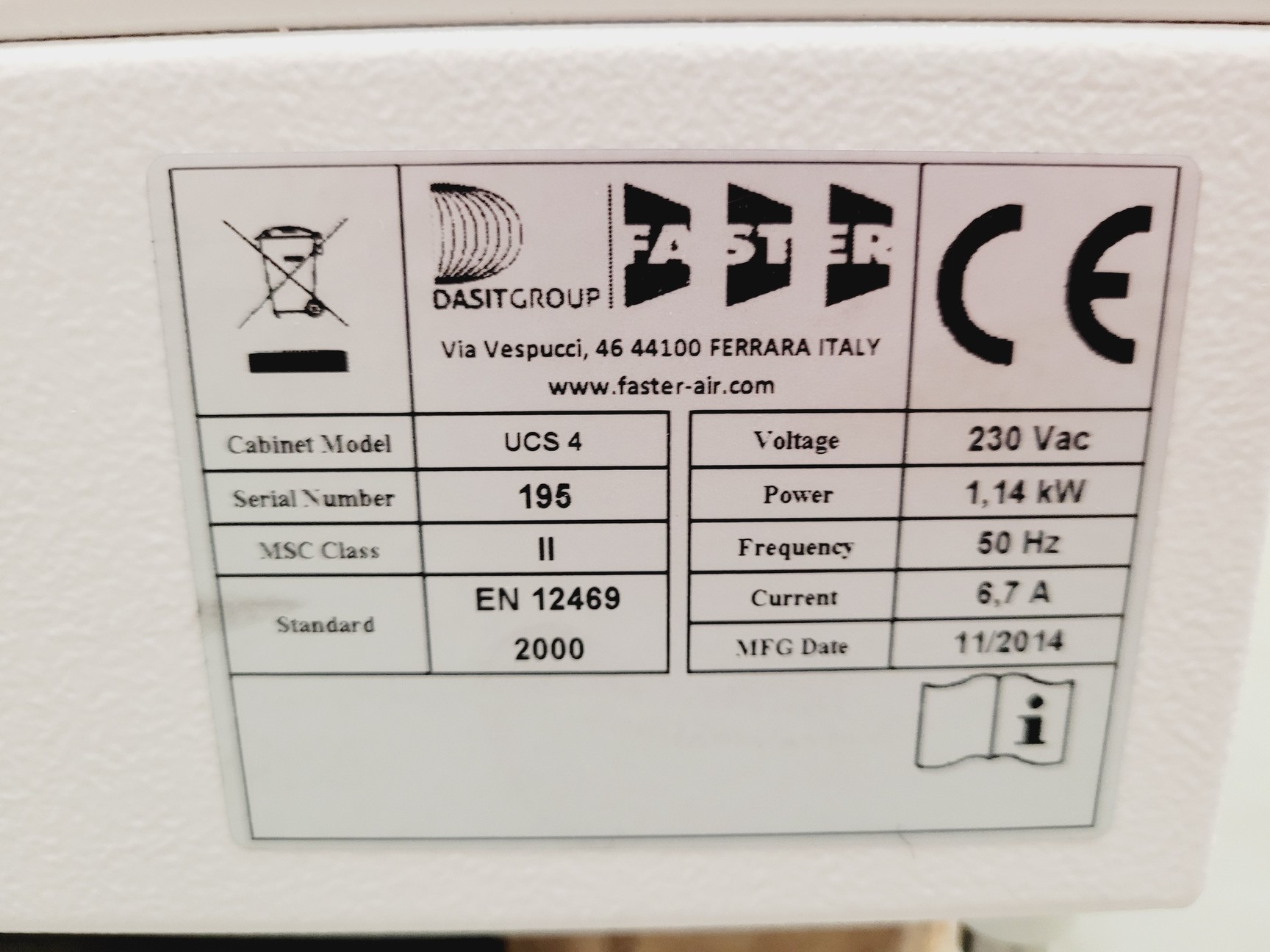 Image of Envair eco Safe Basic Plus UCS4 Class ll Safety Cabinet w/ Stand Spares/Repair
