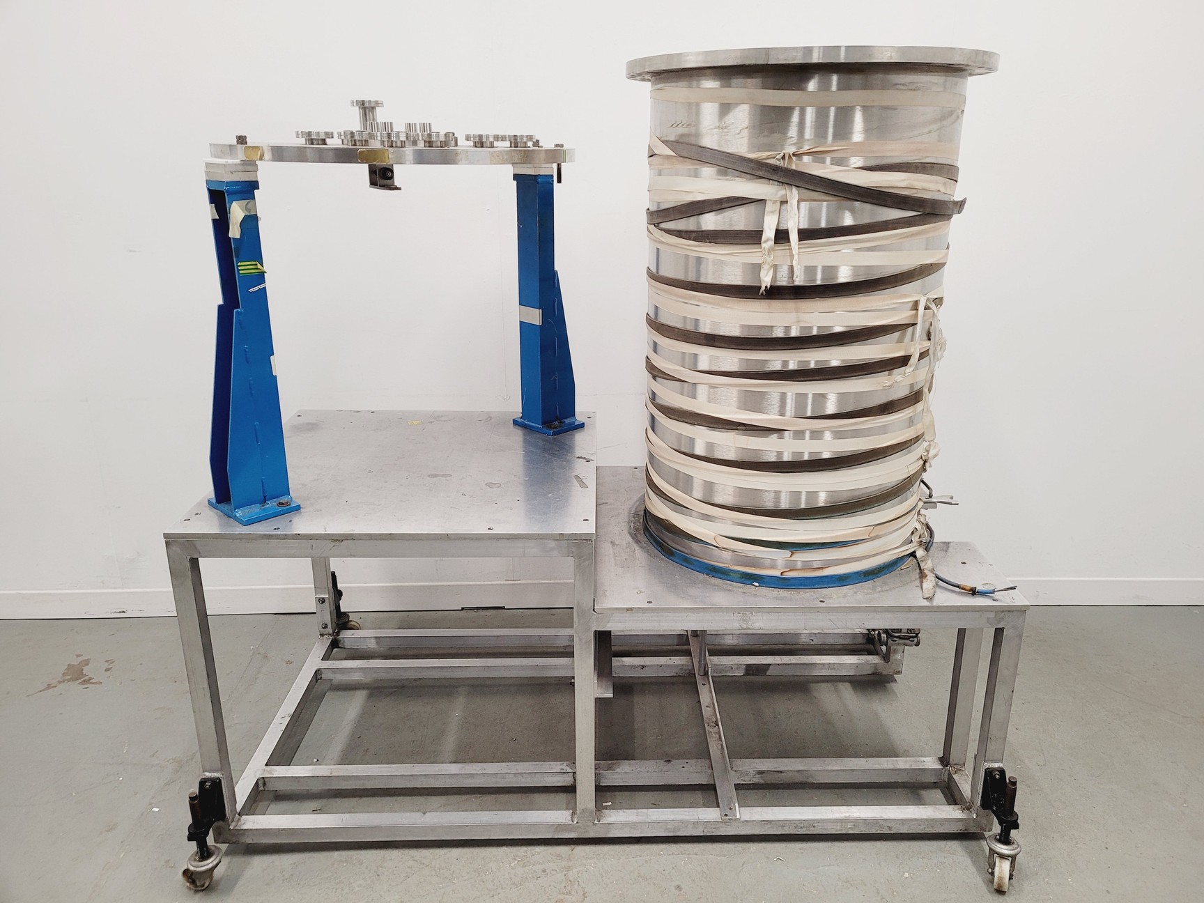 Image of TEM Vacuum Chamber Parts 60cm Diameter, 98cm Height on Aluminium Bench