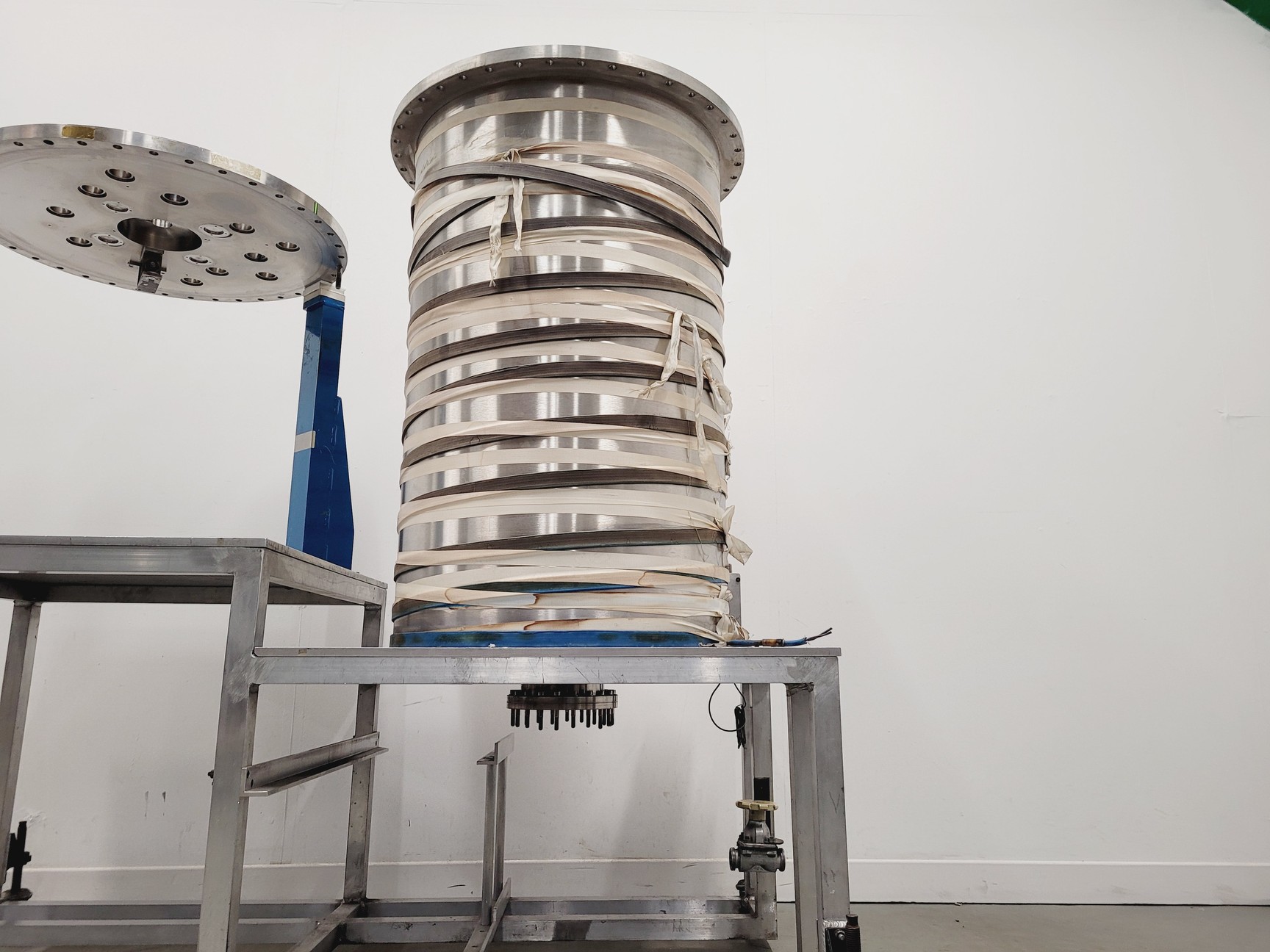 Image of TEM Vacuum Chamber Parts 60cm Diameter, 98cm Height on Aluminium Bench