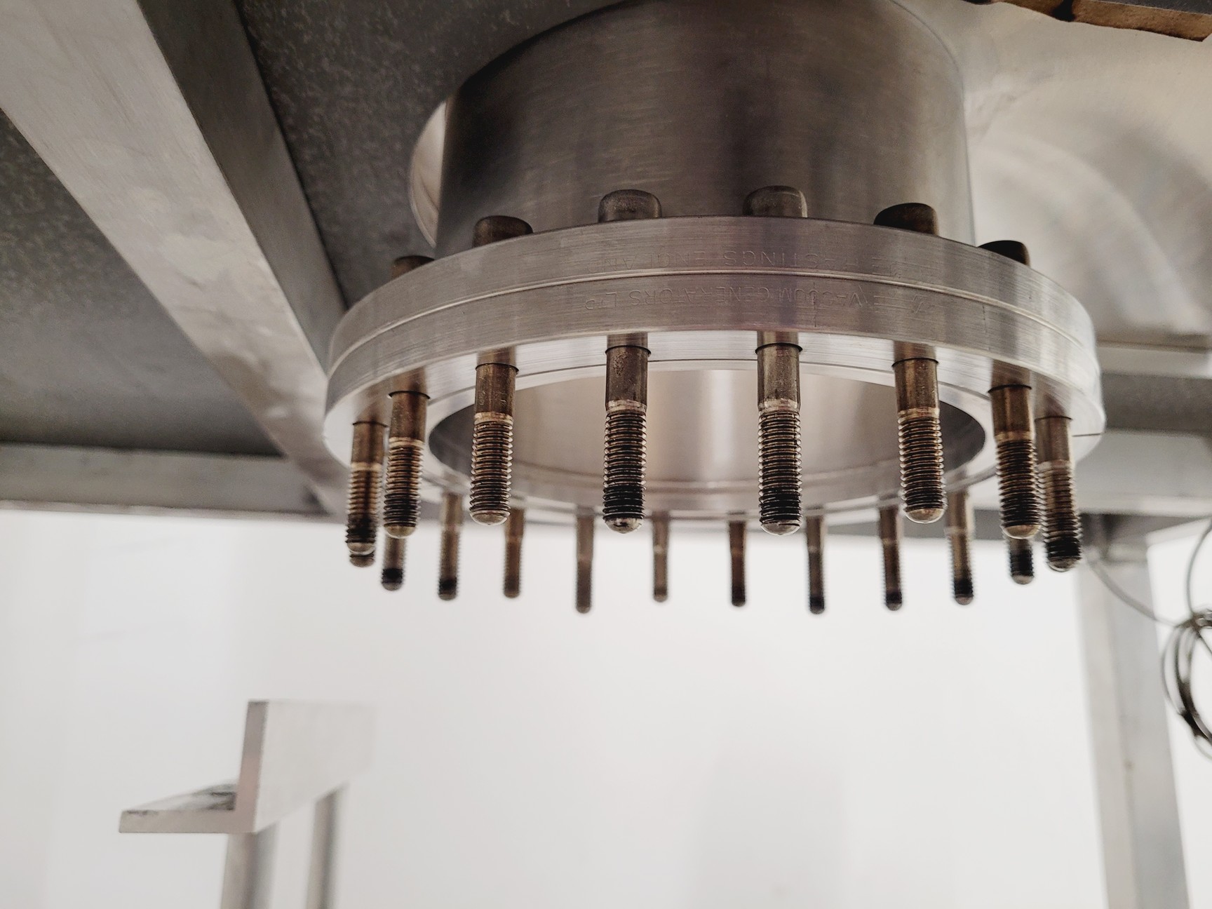 Image of TEM Vacuum Chamber Parts 60cm Diameter, 98cm Height on Aluminium Bench