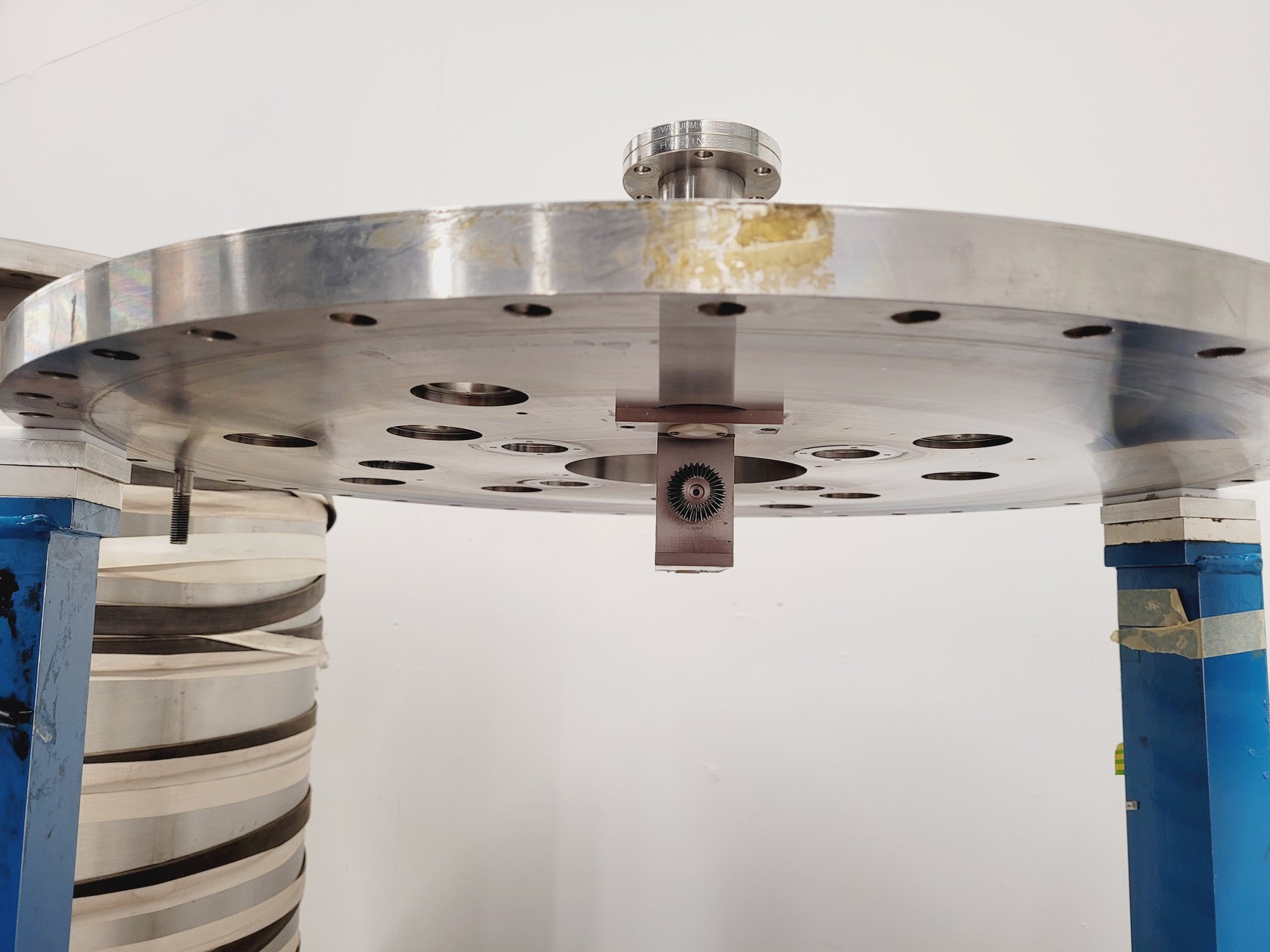 Image of TEM Vacuum Chamber Parts 60cm Diameter, 98cm Height on Aluminium Bench