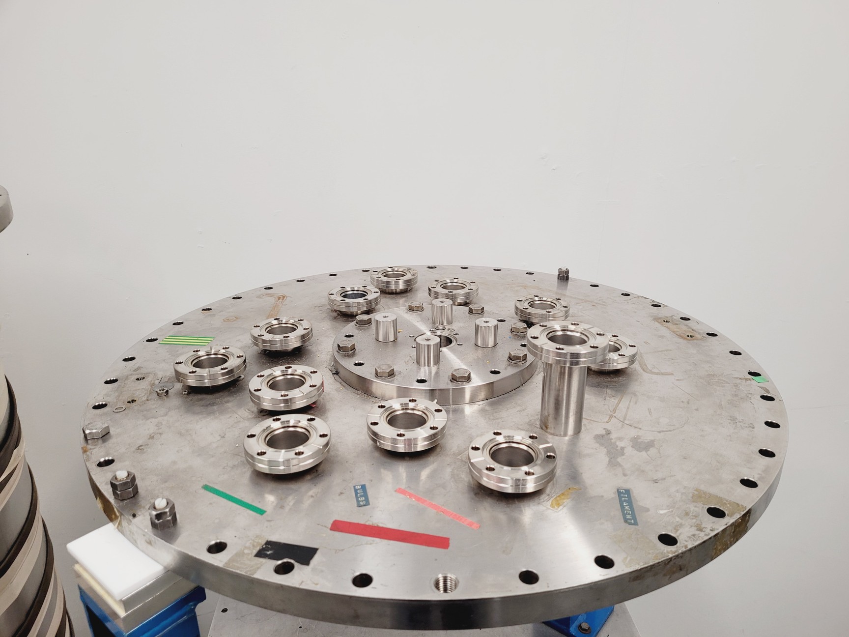 Image of TEM Vacuum Chamber Parts 60cm Diameter, 98cm Height on Aluminium Bench