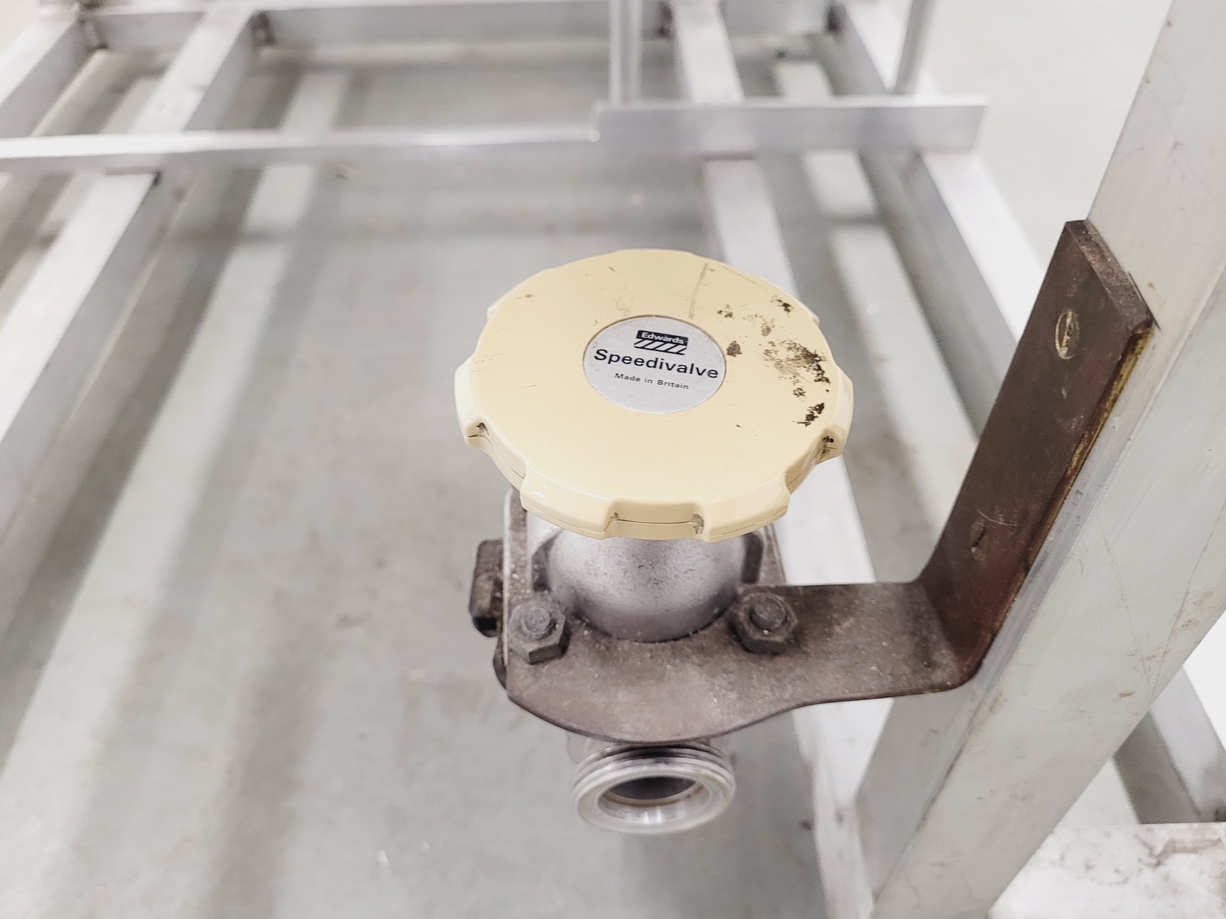Image of TEM Vacuum Chamber Parts 60cm Diameter, 98cm Height on Aluminium Bench