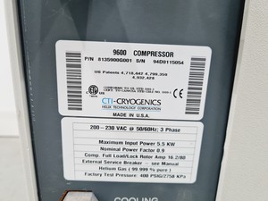 Thumbnail image of CTI-Cryogenics 9600 Compressor With Auto Transformer SKE 331-3 