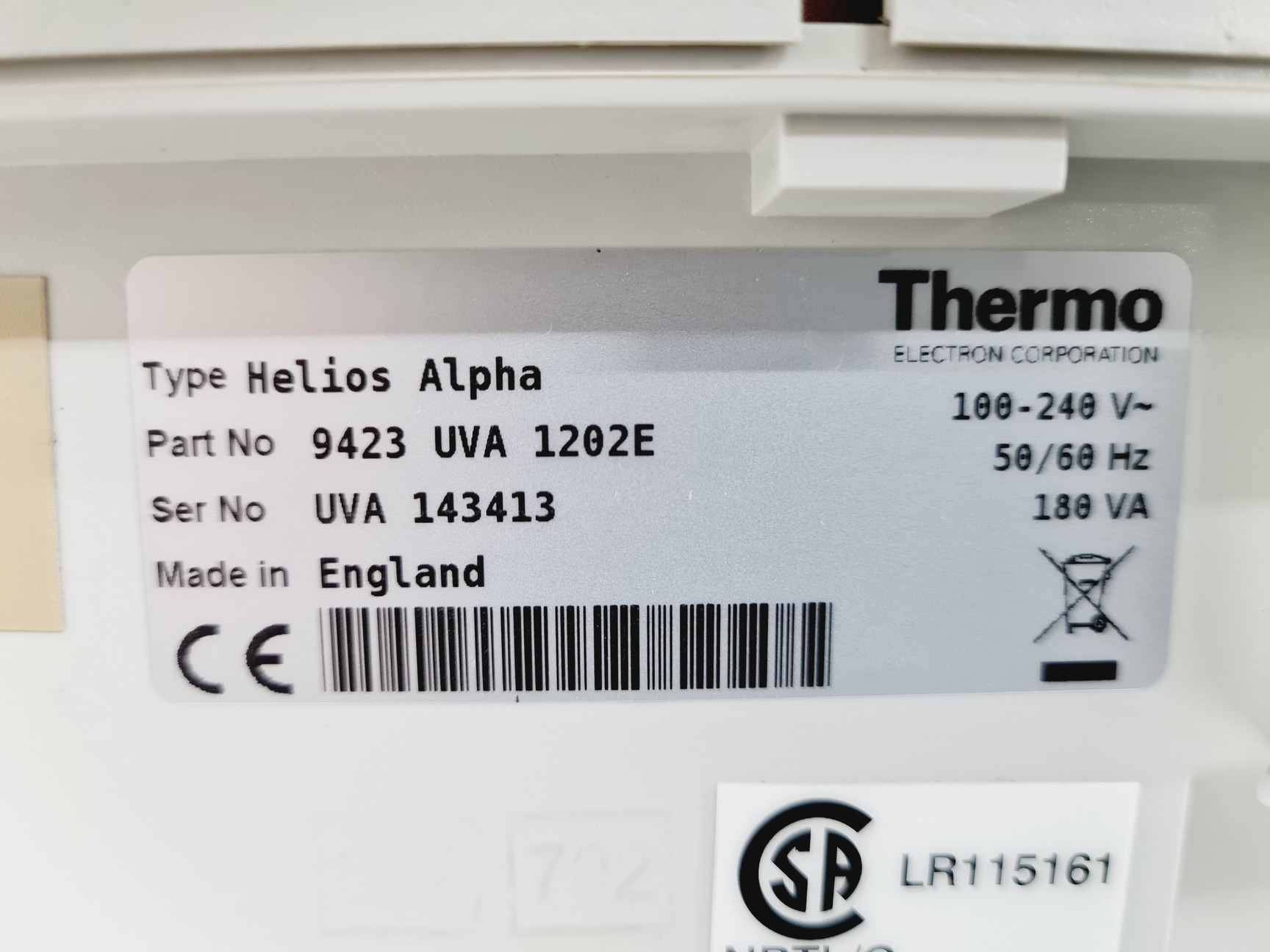 Image of Thermo Helios Alpha UV/VIS Spectrophotometer Lab