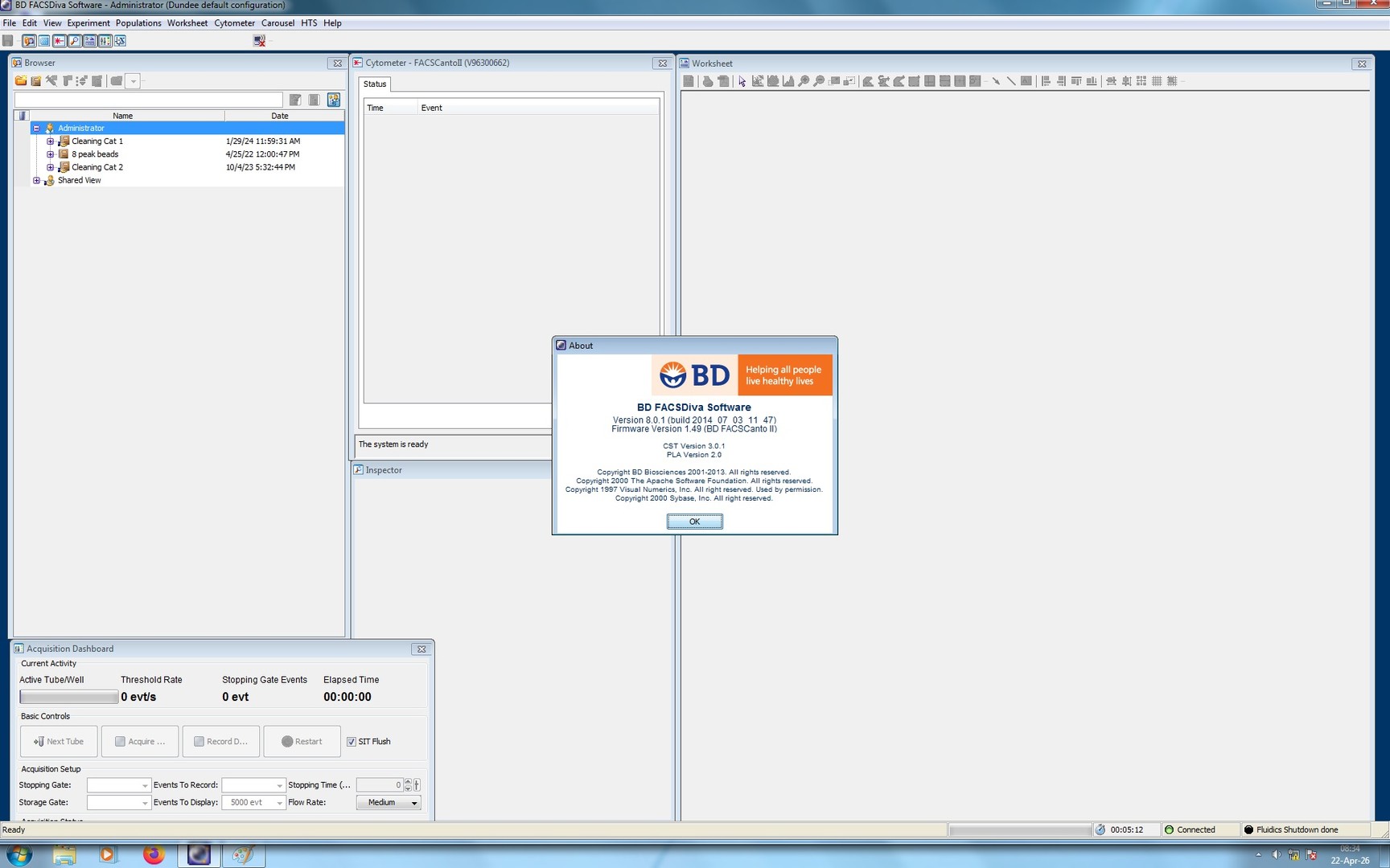 Image of BD FACSCanto II Flow Cytometer with Fluidics Cart, PC, Software & Accessories 