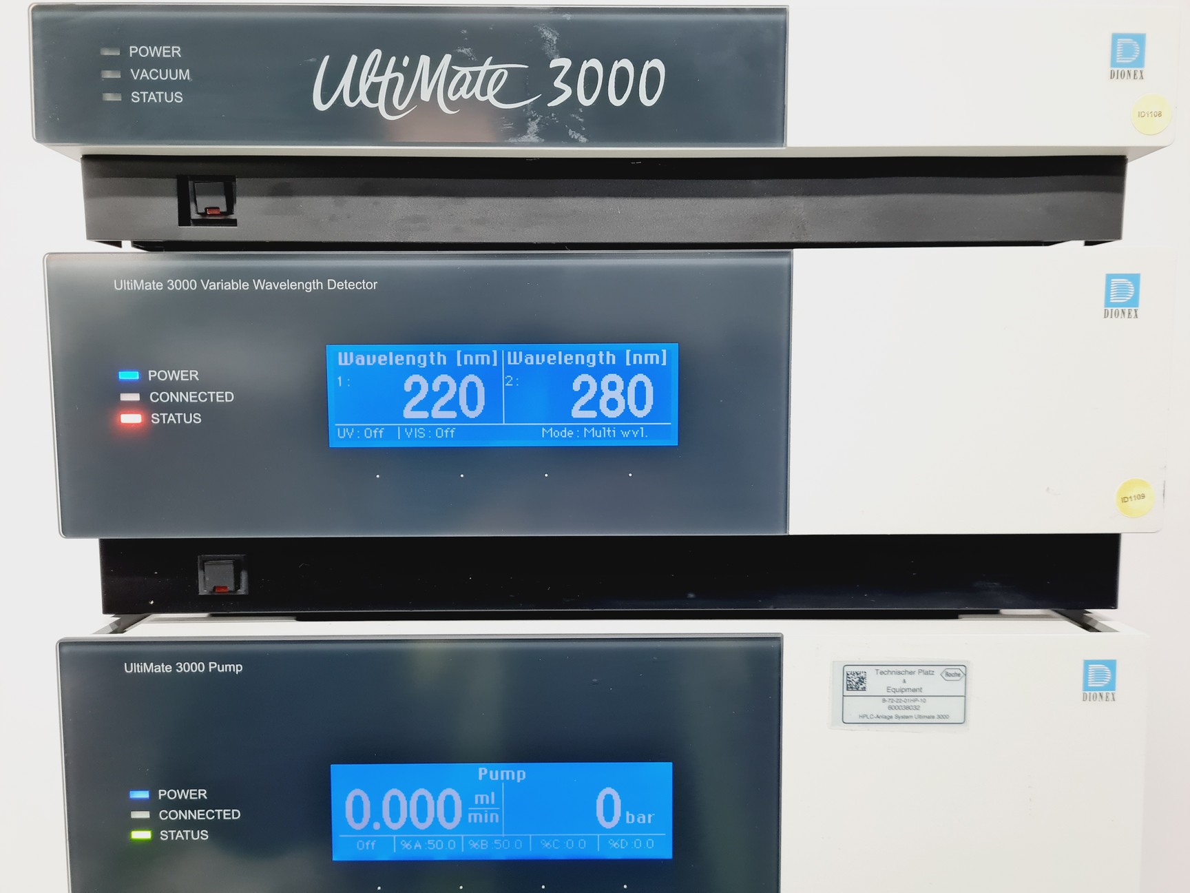 Image of Dionex UltiMate 3000 HPLC System VWD, Pump, Autosampler, Column Compartment Lab