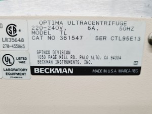 Thumbnail image of Beckman Optima TL Ultracentrifuge w/ Beckman TLA 100.4 Rotor Spares/Repair 