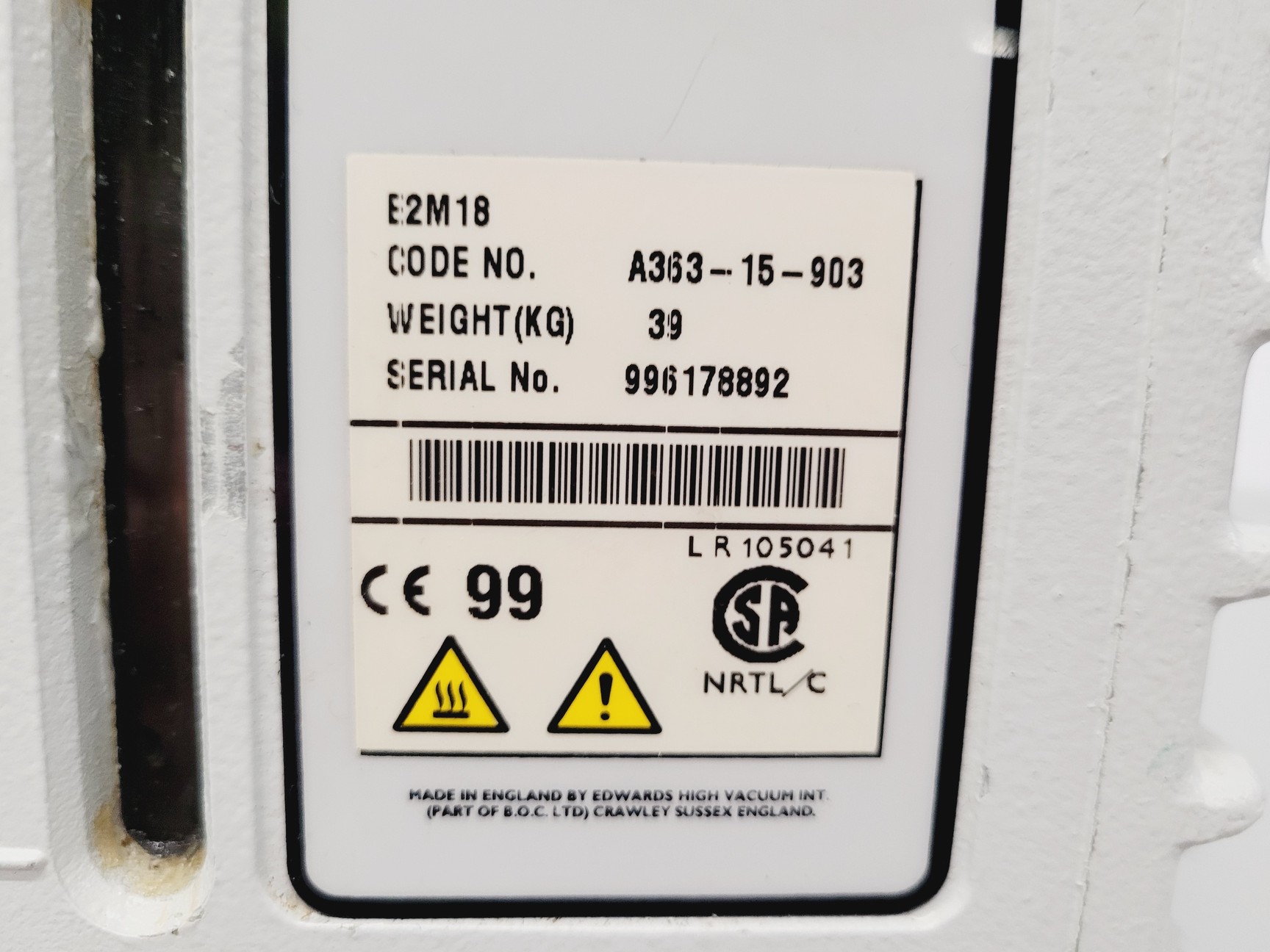 Image of Edwards E2M18 Dual Stage Rotary Vane Vacuum Pump