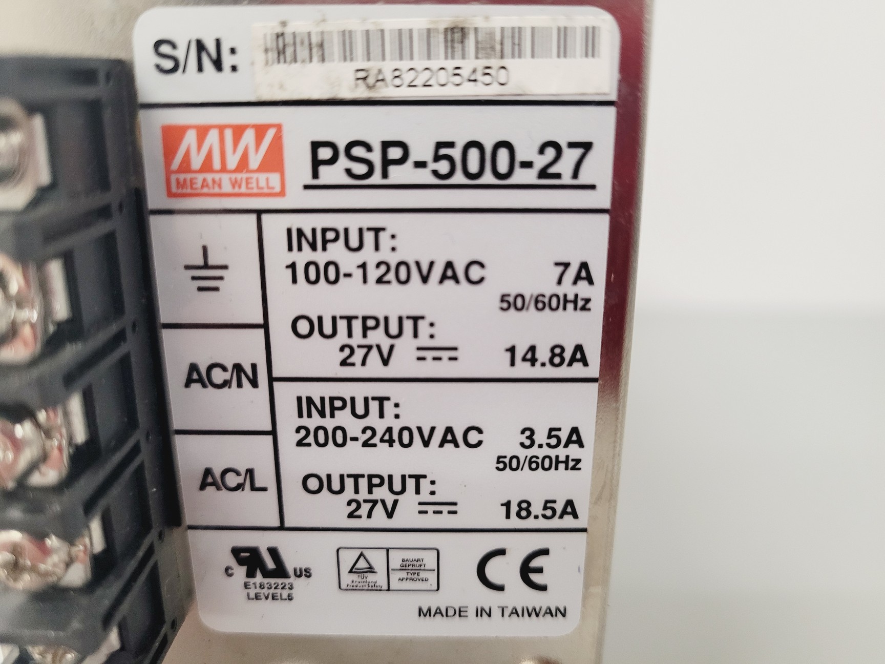 Image of Synrad 48-2SWL CO2 Laser With Mean Well PSP-500-27 Switching Power Supply Lab