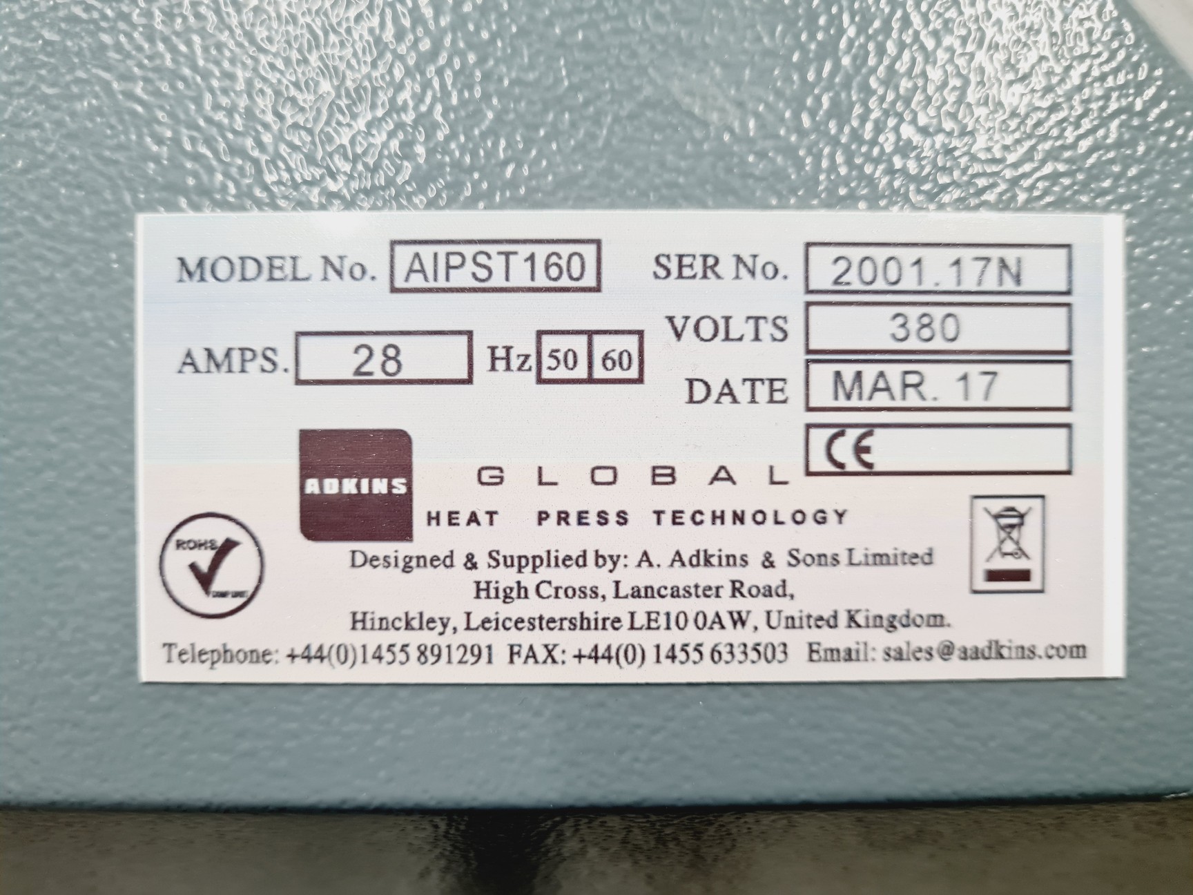 Image of Adkins AIPST 160 Heat Press - Spares/Repair 