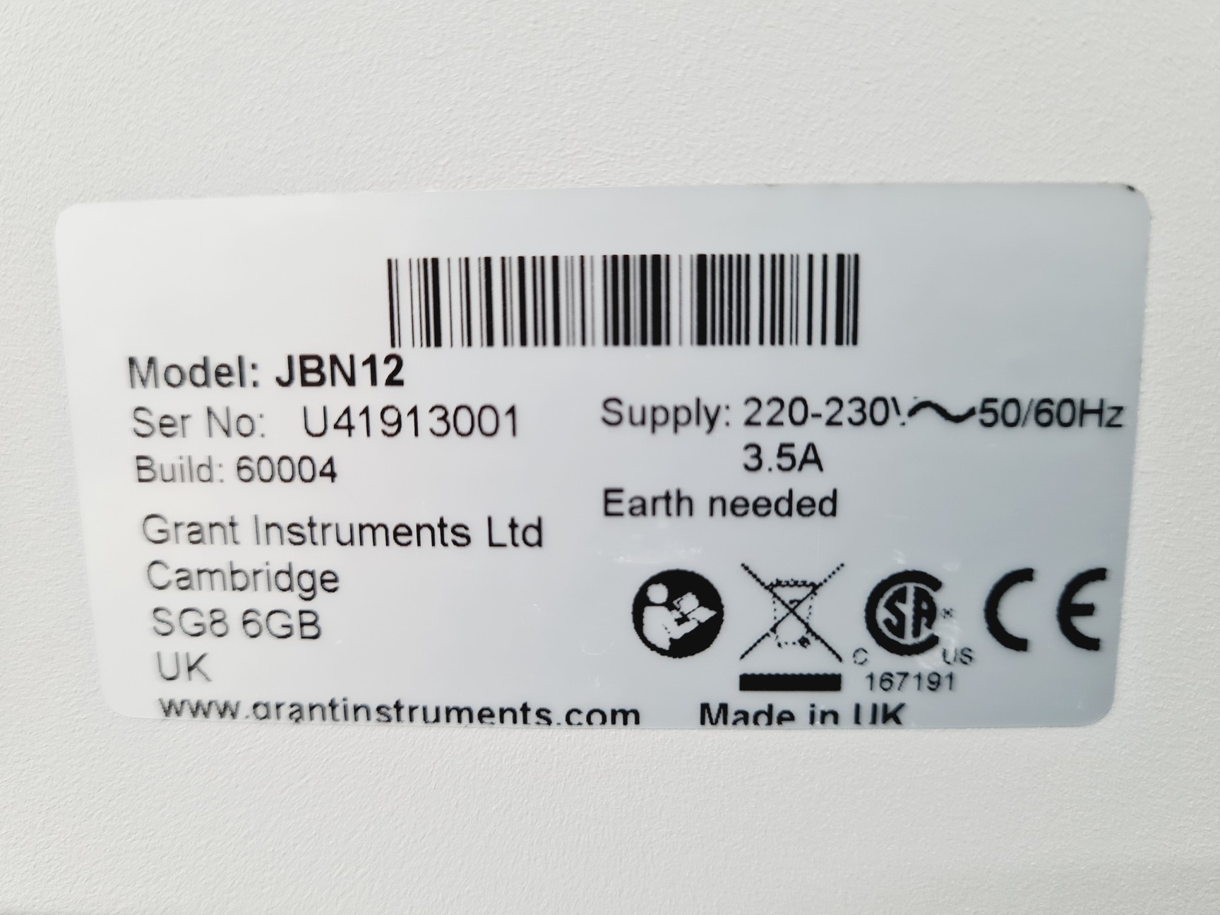 Image of Grant JBN 12 Water Bath 12 Litres Lab