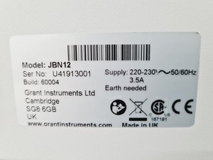 Thumbnail image of Grant JBN 12 Water Bath 12 Litres Lab