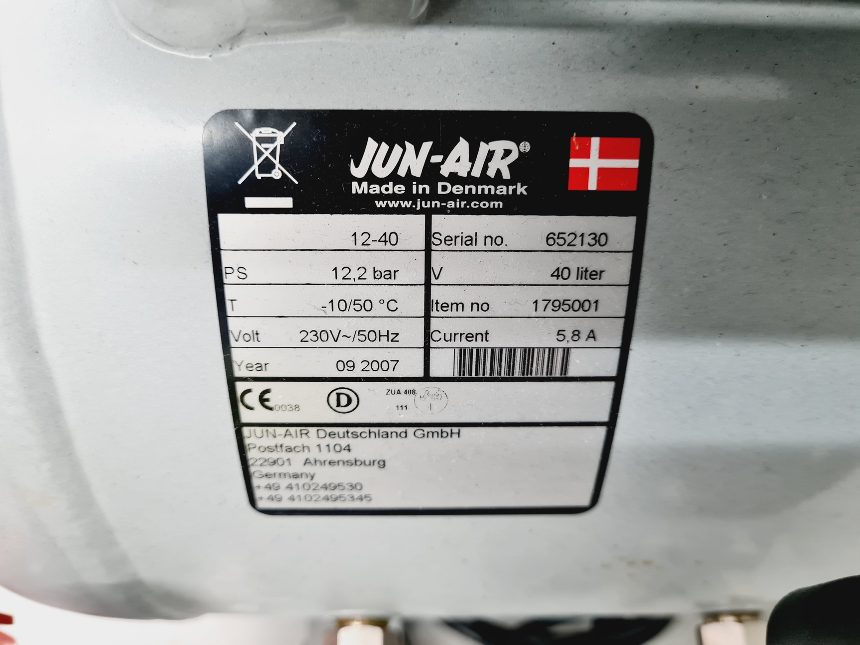 Image of Jun-Air Compressor Model 12-40