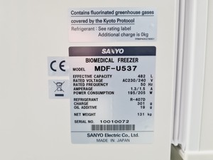 Thumbnail image of Sanyo Biomedical Freezer MDF-U537 Spares/Repair Lab