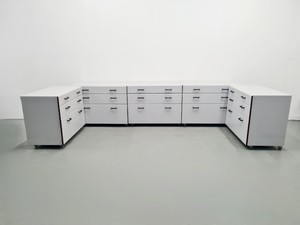 Image of Set of 5 S+B Under Bench Lab Storage 3 Drawer Chests